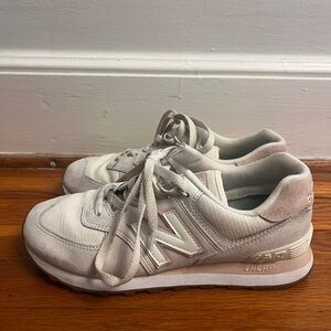 New Balance Cream Lace-Up Sneakers